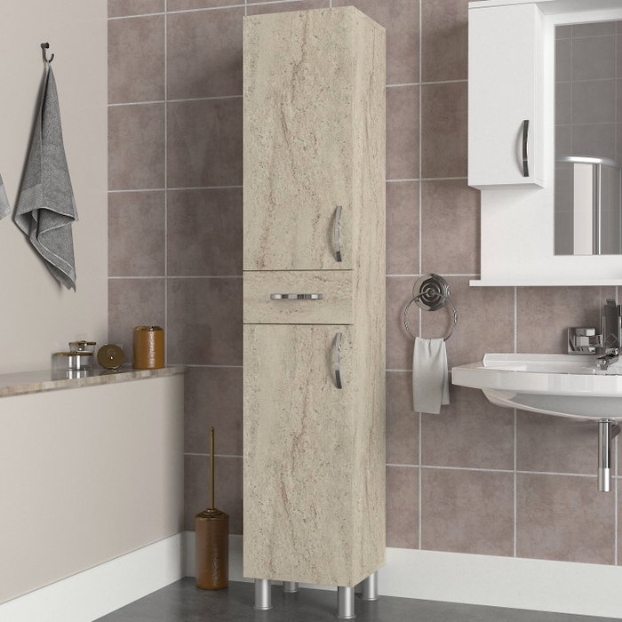 Hanah Home Mueble de Baño 2 Puertas 1 Cajón Selin Travertino Melamina 35x179x31.3cm
